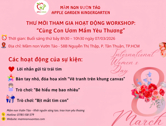 🌸 THƯ MỜI THAM DỰ WORKSHOP: “CÙNG CON ƯƠM MẦM YÊU THƯƠN