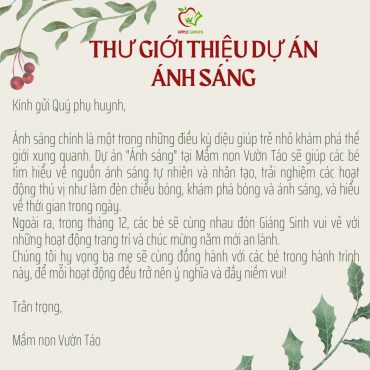 THƯ GIỚI THIỆU DỰ ÁN – ÁNH SÁNG