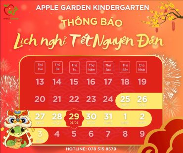 MẦM NON VƯỜN TÁO – THÔNG BÁO LỊCH NGHỈ TẾT NGUYÊN ĐÁN 2025